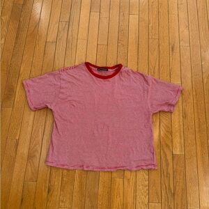 Brandy Melville Red and White Striped Top